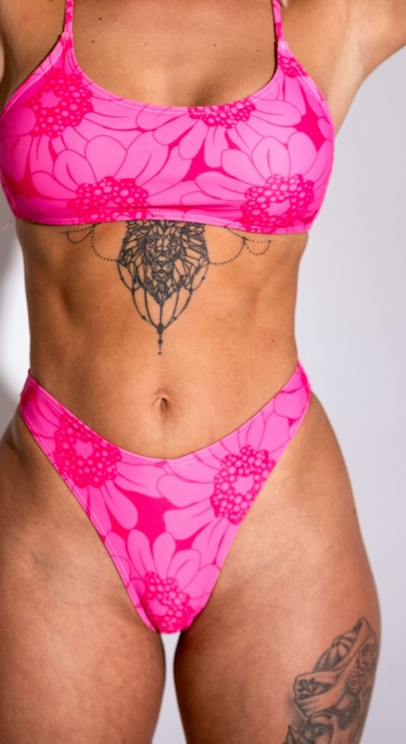 Sunflower High Leg Bikini Bottoms - Pink